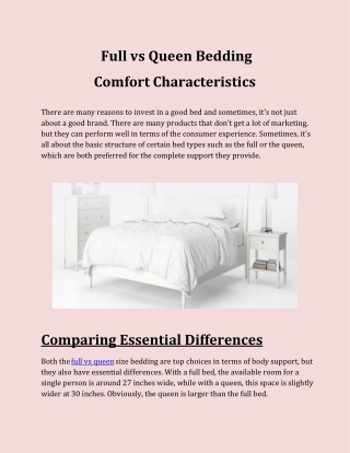 Look to get Full vs Queen Bedding Comfort Characteristics According to Your Choice