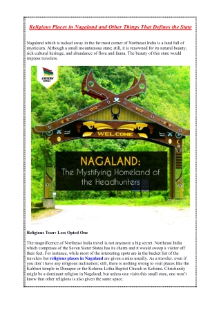 Religious Places in Nagaland and Other Things That Defines the State