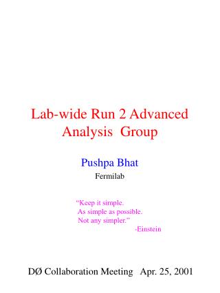 Lab-wide Run 2 Advanced Analysis Group