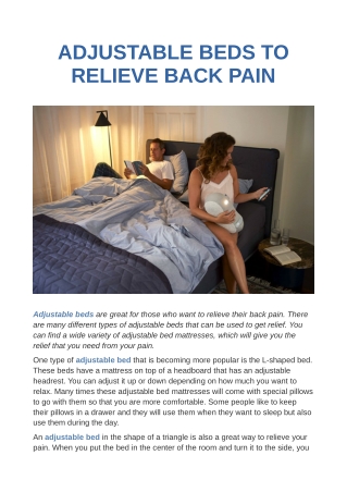 Adjustable Beds To Relieve Back Pain