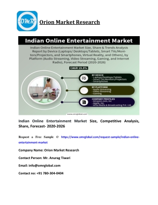 Indian Online Entertainment Market Size, Competitive Analysis, Share, Forecast- 2020-2026