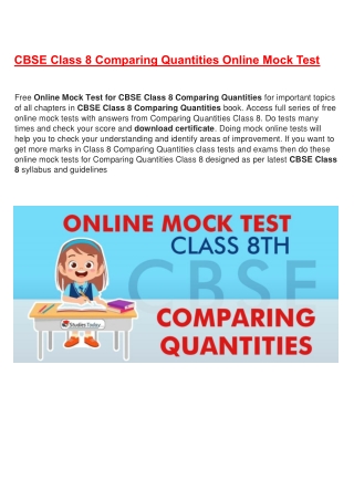 Online mock tests CBSE Class 8 Comparing Quantities