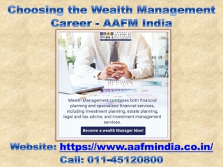 Choosing the Wealth Management Career - AAFM India