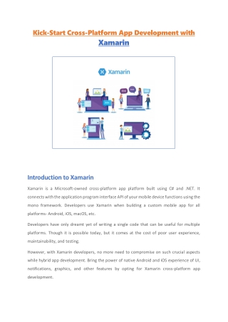 Kick-Start Cross-Platform App Development with Xamarin - Technosip