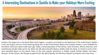 4 Interesting Destinations in Seattle to Make your Holidays More Exciting