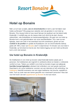 Resort Bonaire - Hotel op Bonaire