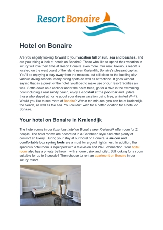 Resort Bonaire - Hotel on Bonaire