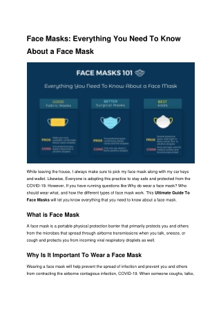 Face Masks - Everything You Need To Know About a Face Mask