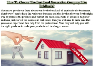 How To Choose The Best Lead Generation Company Like Boldleads?
