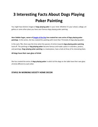 3 Interesting Facts About Dogs Playing Poker Painting