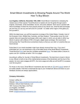 Smart Bitcoin Investments Is Showing People Around The World How To Buy Bitcoin