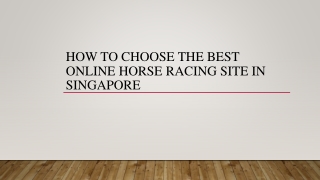 How To Choose The Best Online Horse Racing Site In Singapore