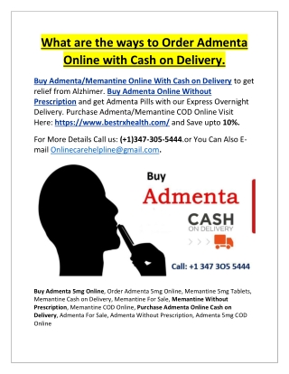 What are the ways to order Admenta Online with Cash on Delivery?