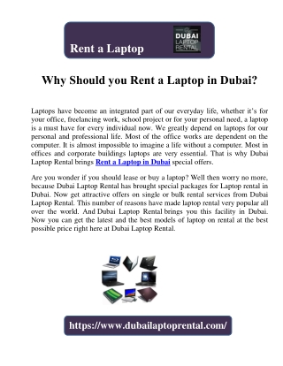 Why Should you Rent a Laptop in Dubai?