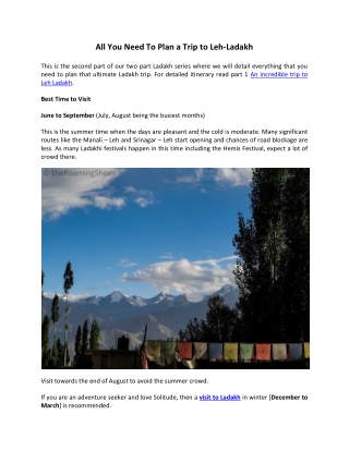 All You Need To Plan a Trip to Leh-Ladakh