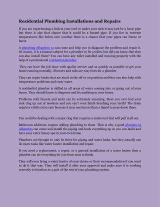 Plumbing Alhambra Ca | Plumbing Experts in Alhambra CA