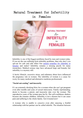 Natural Treatment for Infertility in Females