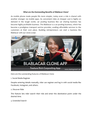 What are the Outstanding Benefits of Blablacar Clone?