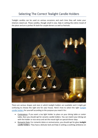 Selecting The Correct Tealight Candle Holders