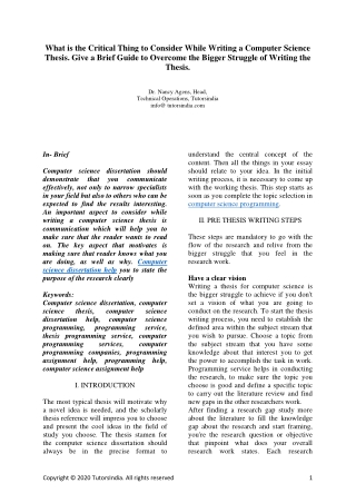 What is the critical thing to consider while writing a computer science thesis?