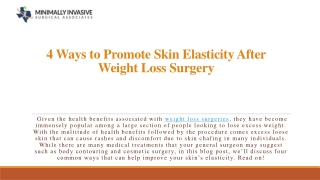 4 Ways to Promote Skin Elasticity After Weight Loss Surgery