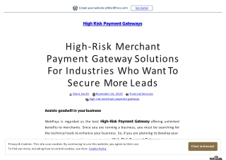High-Risk Merchant Payment Gateway Solutions For Industries Who Want To Secure More Leads