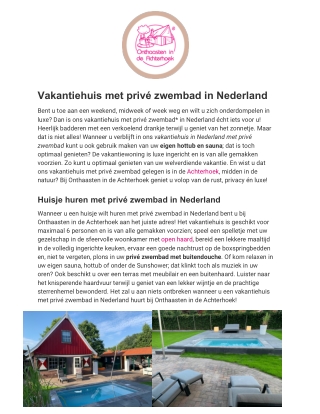 Onthaasten in de Achterhoek - Vakantiehuis met privé zwembad in Nederland