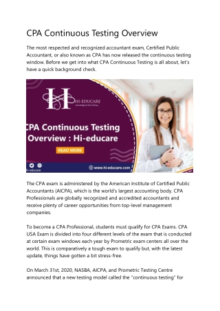 CPA Continuous Testing Overview | Hi-Educare