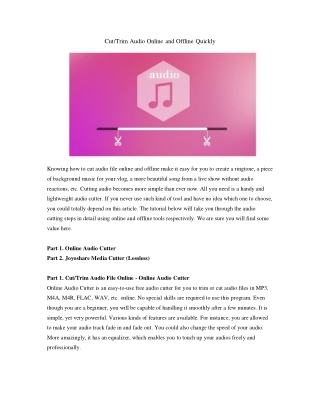 Trim/Split/Cut Audio Online/Offline with Ease