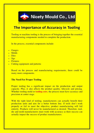 The Importance of Accuracy in Tooling