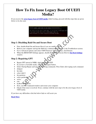 How To Fix Error Legacy Boot Of UEFI Media Windows 10?