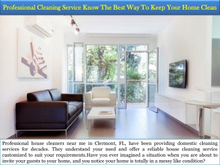 Professional Cleaning Service Know The Best Way To Keep Your Home Clean