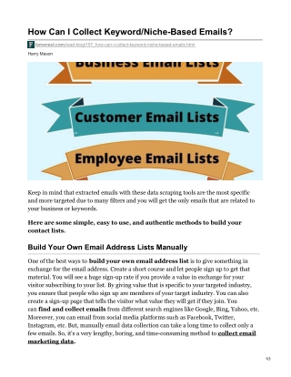 How Can I Collect Keyword/Niche-Based Emails?