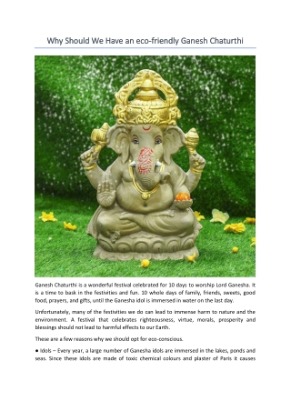 Why Should We Have an eco-friendly Ganesh Chaturthi