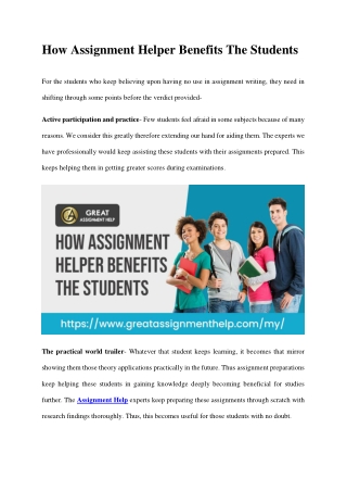 How Assignment Helper Benefits The Students