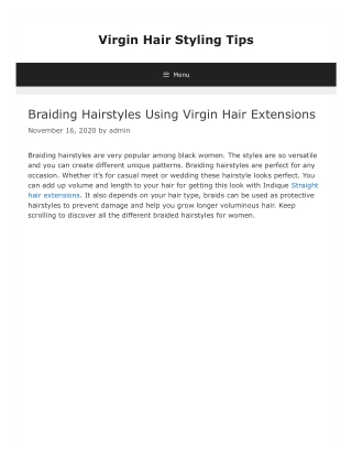 Braiding Hairstyles Using Virgin Hair Extensions