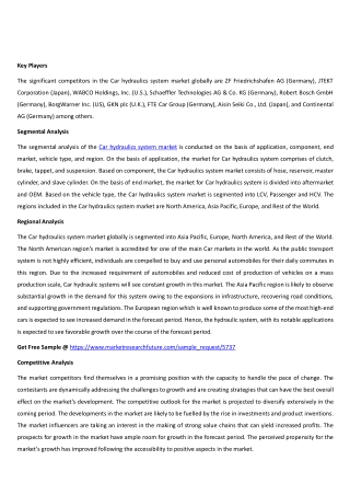 Car Hydraulics System Market