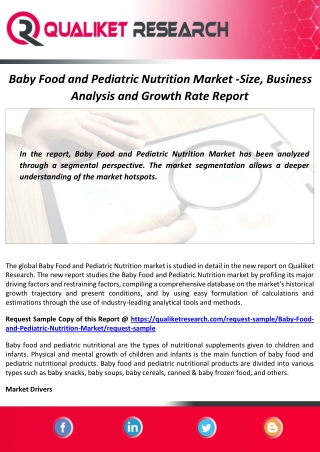 Baby Food and Pediatric Nutrition Market Size, Demand, and Forecast Report to 2027