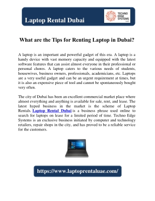 What are the Tips for Renting Laptop in Dubai?