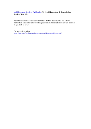 Mold Removal Services California, CA | Mold Inspection & Remediation Services Near Me