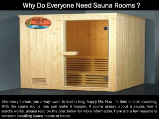 Why Do Everyone Need Sauna Rooms?