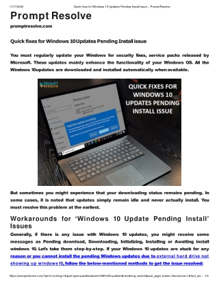 Quick fixes for Windows 10 Updates Pending Install issue