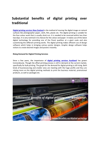 Substantial benefits of digital printing over traditional