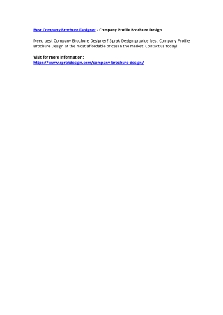 Best Company Brochure Designer - Company Profile Brochure Design