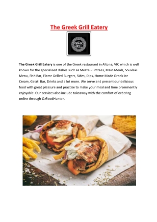 5% off - The Greek Grill Eatery Altona Takeaway Menu, VIC