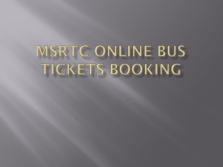 MSRTC Online Bus Tickets Booking