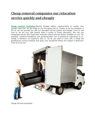 Cheap removal companies our relocation service quickly and cheaply