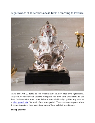 Significance of Different Ganesh Idols According to Posture