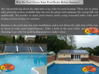 Buy Solar Pool Heater at Northern Lights Solar Solutions