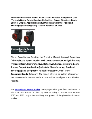 Global Photoelectric Sensor Market by Type Forecasts to 2025